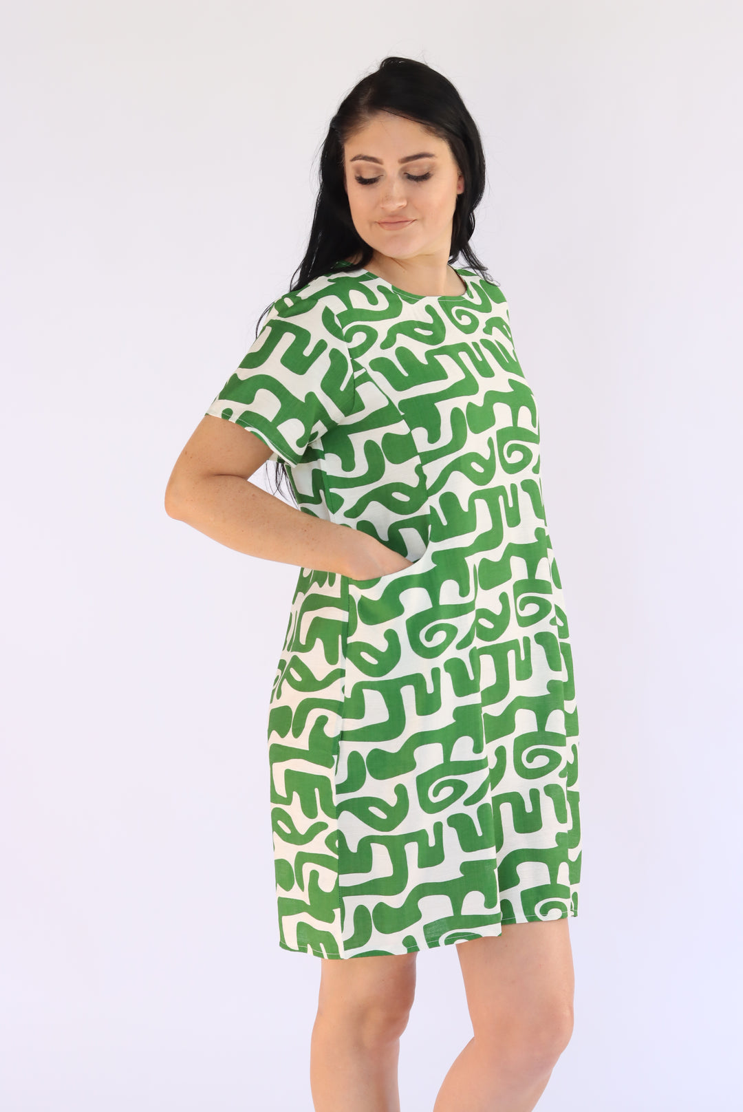 Oriana Abstract Print Shift Dress