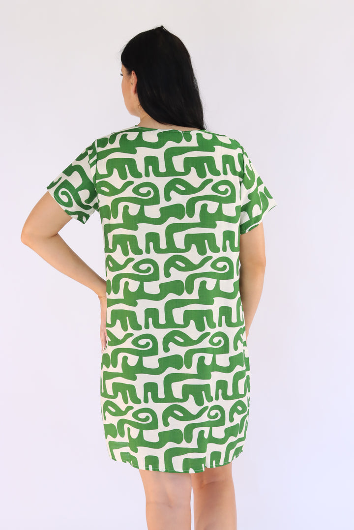 Oriana Abstract Print Shift Dress