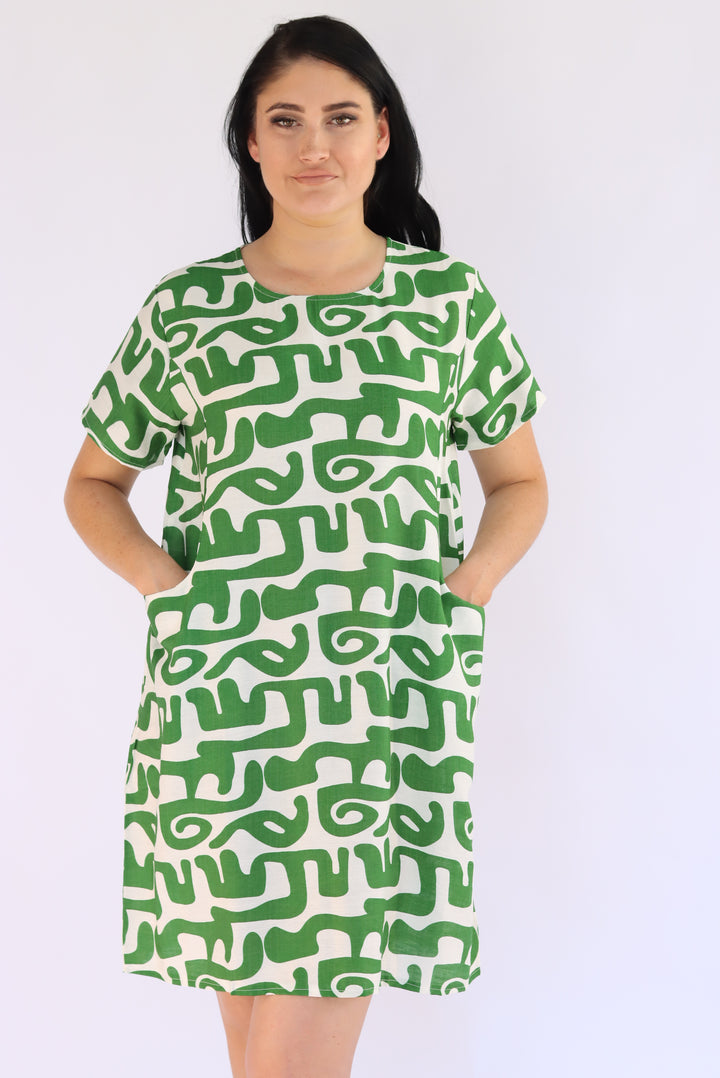 Oriana Abstract Print Shift Dress