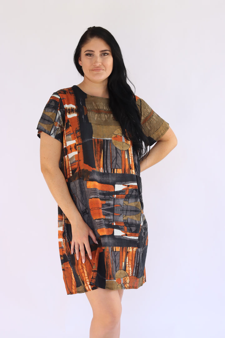 Sahara Abstract Print Shift Dress