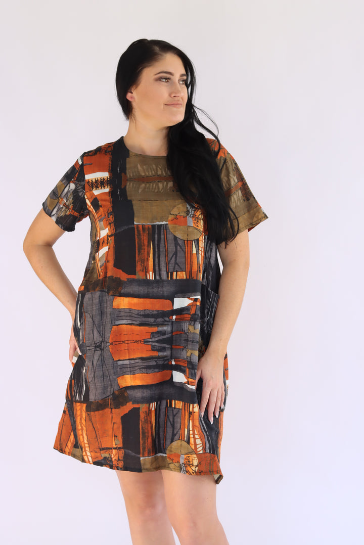 Sahara Abstract Print Shift Dress