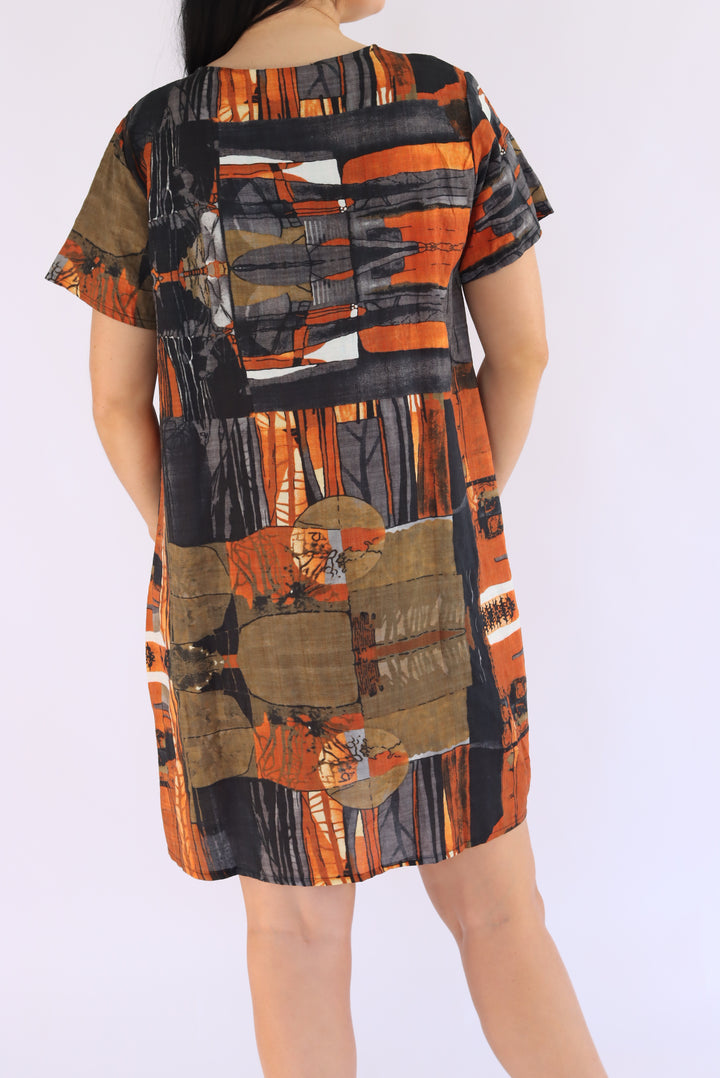 Sahara Abstract Print Shift Dress