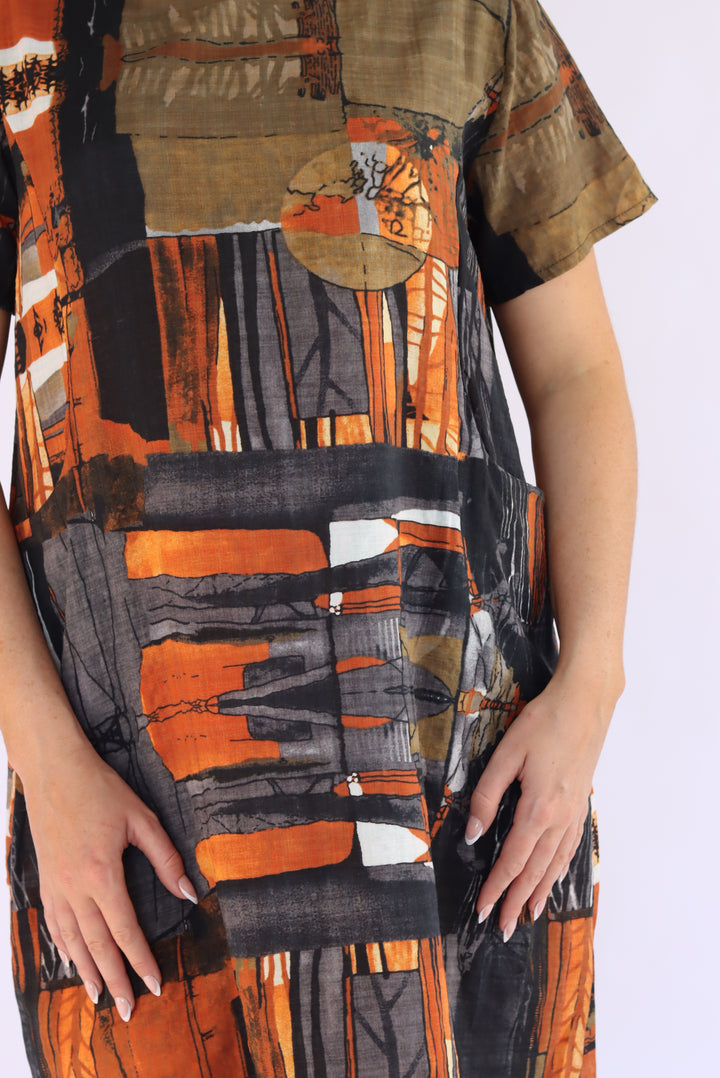 Sahara Abstract Print Shift Dress
