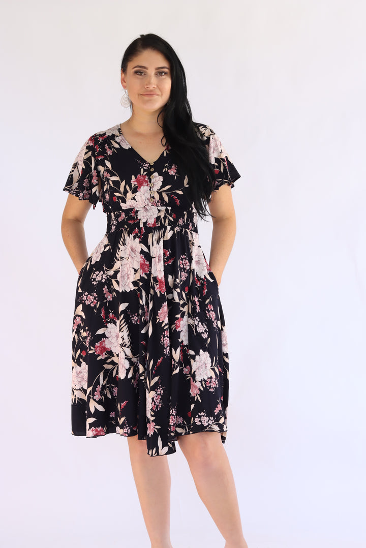 Floreena Navy Floral Dress