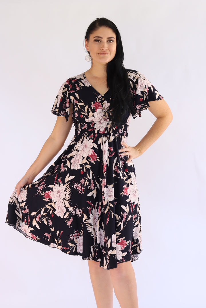 Floreena Navy Floral Dress