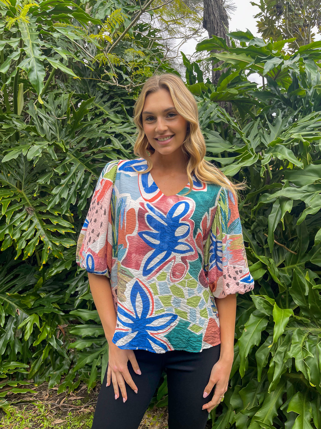 Mood Refreshing Balloon Sleeve Top