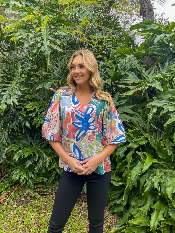 Mood Refreshing Balloon Sleeve Top