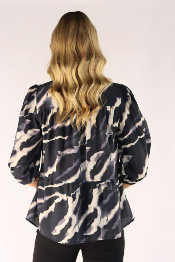 Black Tie 'n' Dye Pattern Top
