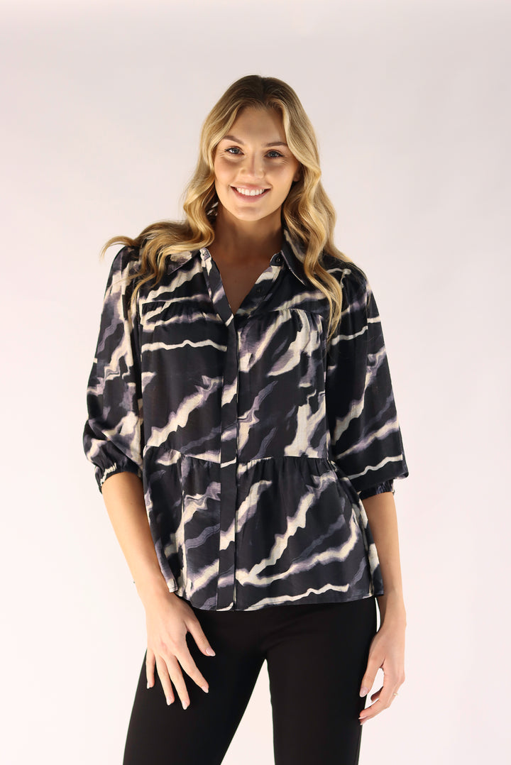 Black Tie 'n' Dye Pattern Top