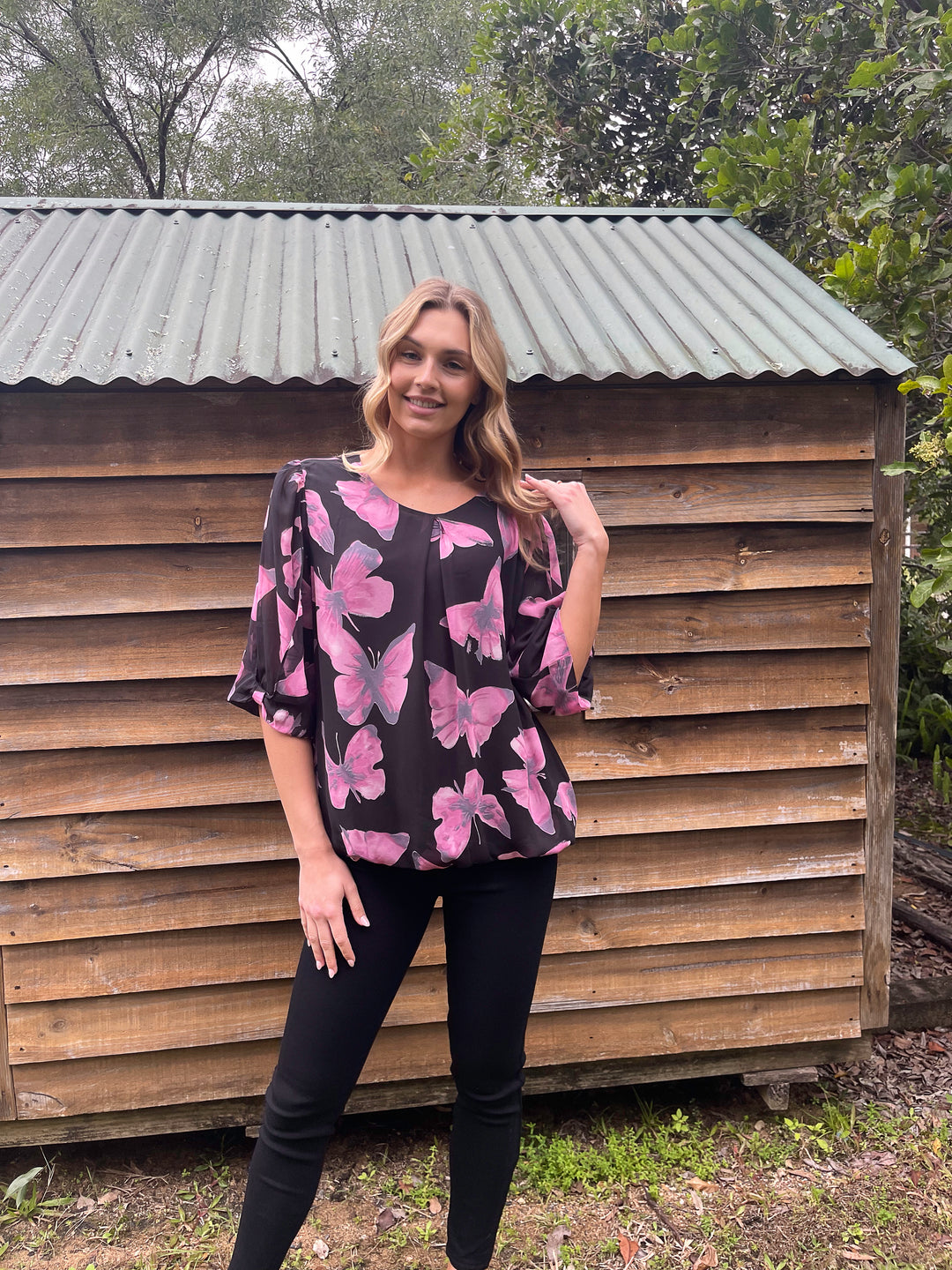 Taffy Butterfly Print Top