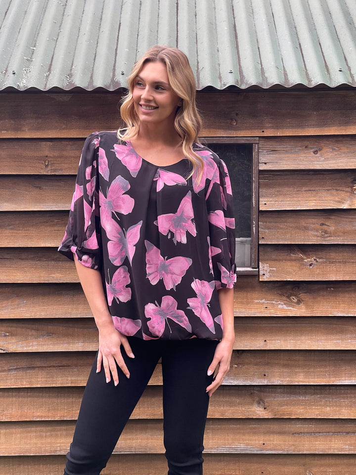 Taffy Butterfly Print Top