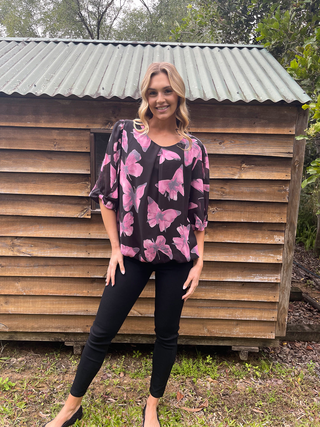 Taffy Butterfly Print Top