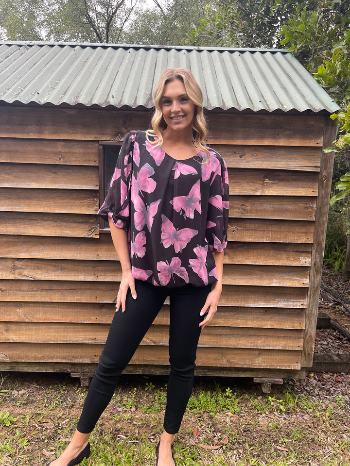 Taffy Butterfly Print Top