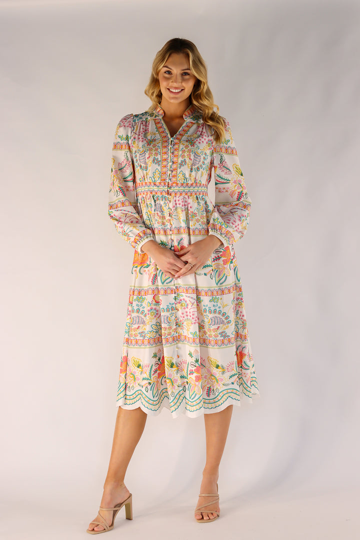 Paulene Curve Trim Hemline Maxi Dress