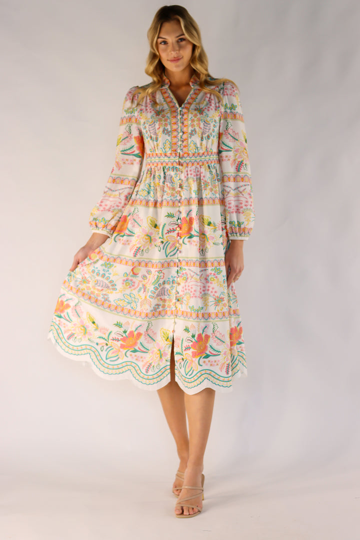 Paulene Curve Trim Hemline Maxi Dress