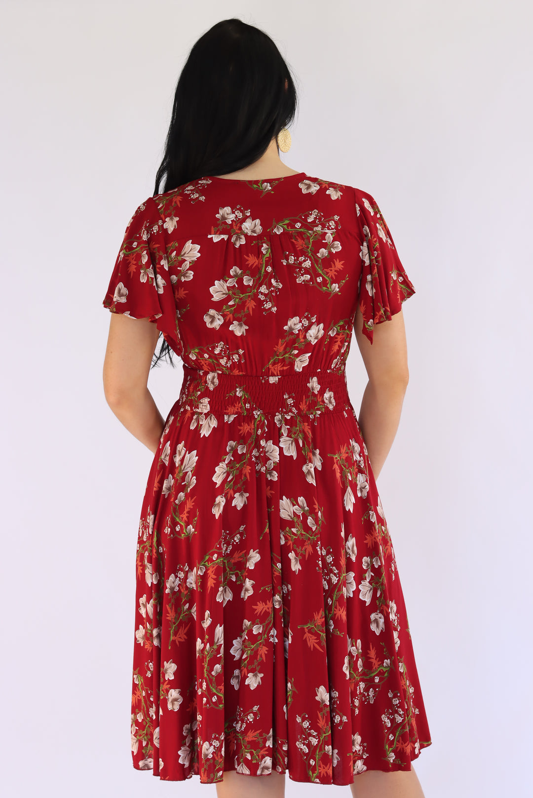 Lucia Floral Dress In Cherry Red