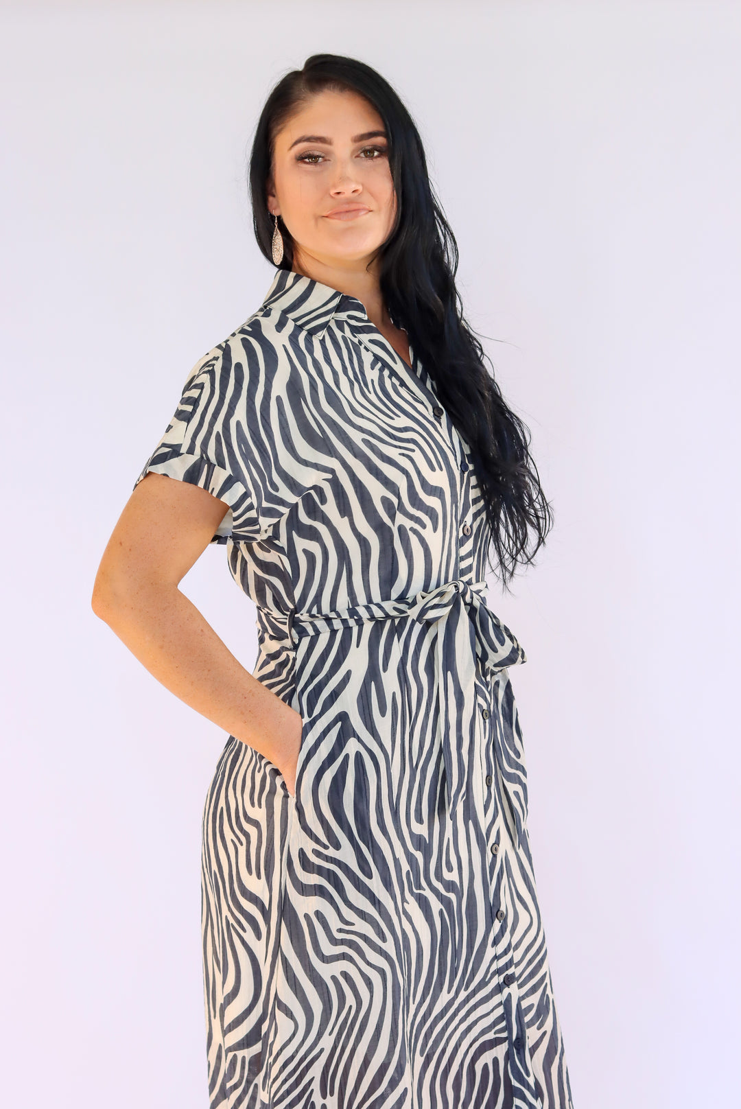 Alana Shirt Dress In Ash Grey