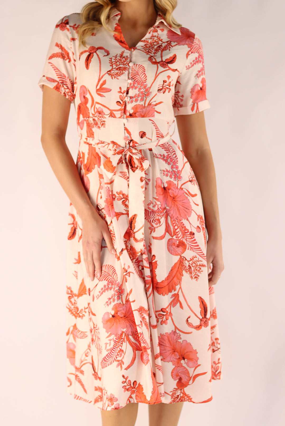 Florina Peach Midi Dress