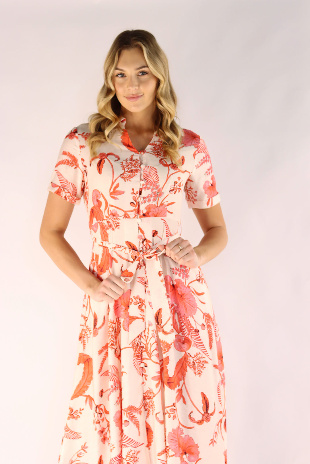 Florina Peach Midi Dress