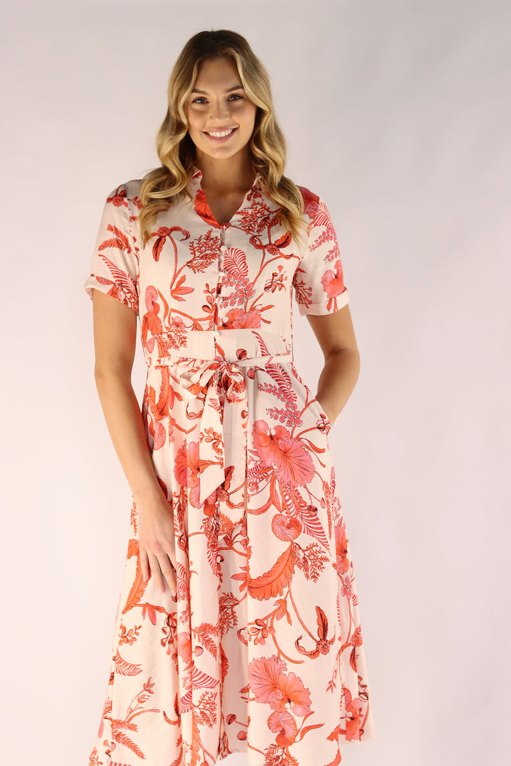 Florina Peach Midi Dress