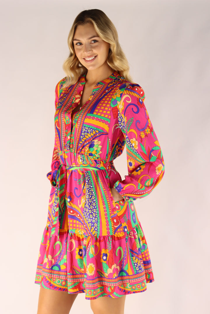Everly Vibrant Pink Knee Dress