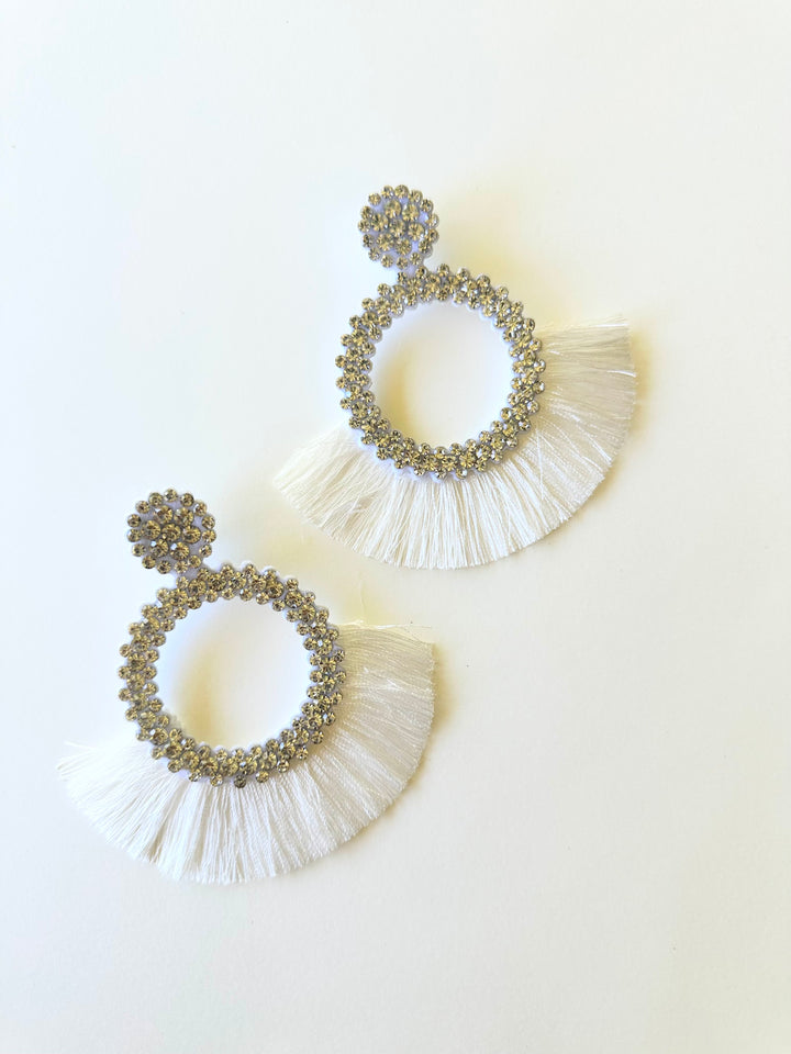 Dreamcatcher Earrings In White