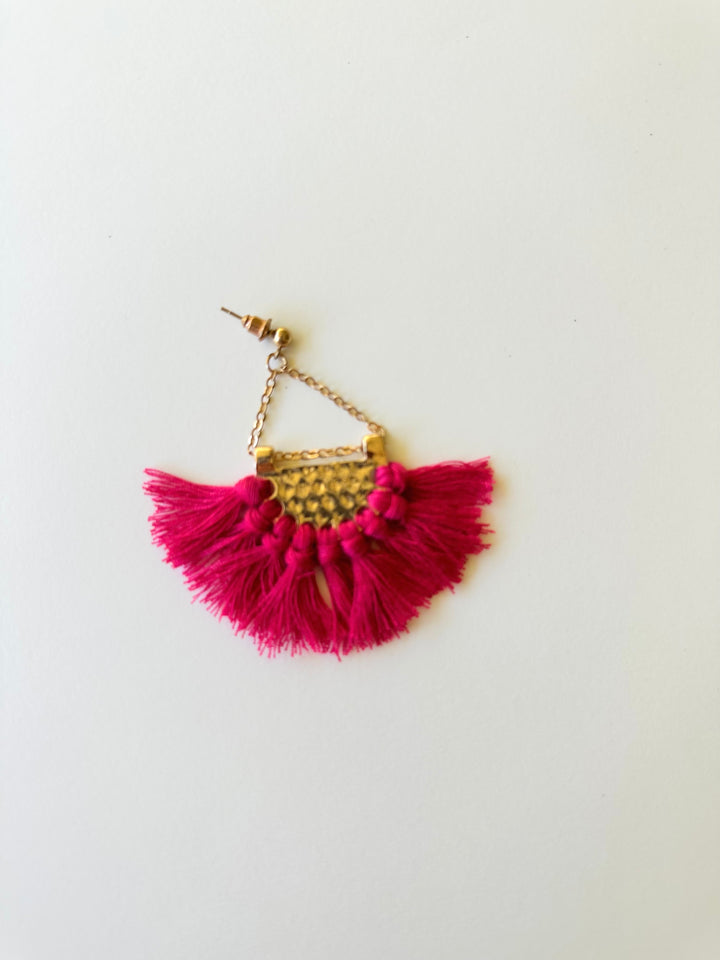 Bohemian Tassel Earrings in Hot Pink