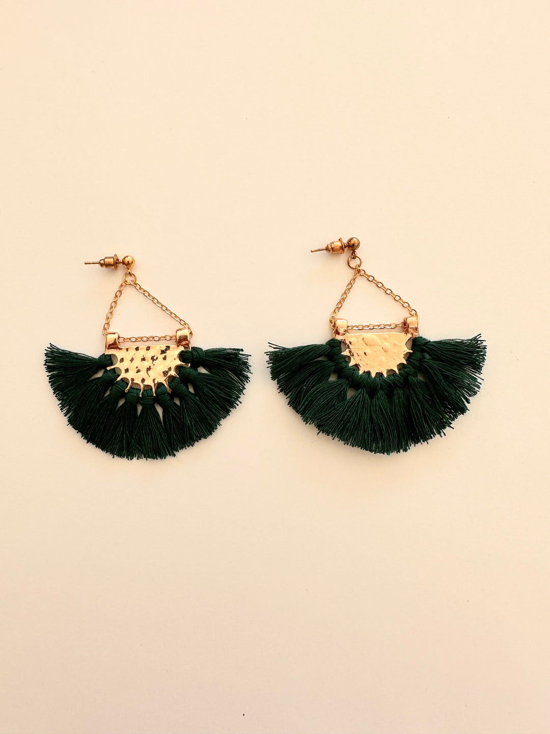 Bohemian Tassel Earrings In Forest Green